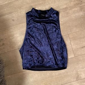 Navy blue velvet crop top